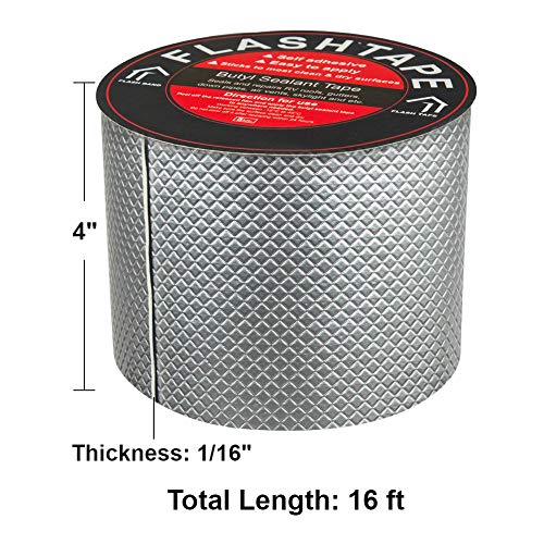 fowong Aluminum Foil Duct Tape 4" W, Butyl Rubber Tape, Leak Repair Tape for Roof, Gutter, Waterproof Tape for Plastic and Metal Repairs, Surface Crack, Pipe Rupture, RV Awning Repair, Window Caulking