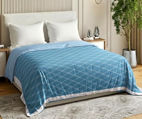 Image of RD TREND Cloud Cotton AC Summer Chadar for Sleeping | 210 TC Soft Lightweight Breathable Double Topsheet /Odhne Wali Chadar | Double Bed Bedsheet 90x100 Inch Blue
