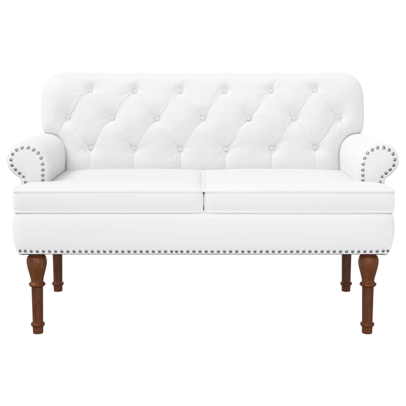 Makastle Canapé Love Seat avec capitonnage en Boutons Blanc Simili Cuir