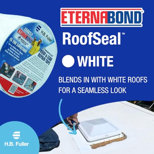 Image of EternaBond RoofSeal White 4 inch x25' MicroSealant UV Stable RV Roof Seal Repair Tape | 35 mil Total Thickness - EB-RW040-25R - One-Step Durable, Waterproof and Airtight Sealant