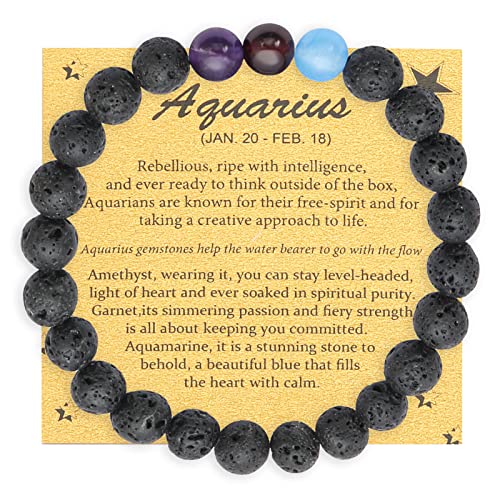 TGOLM Aquarius Beads Crystal Bracelet for Women Spiritual Jewelry Zodiac Birthday Gift