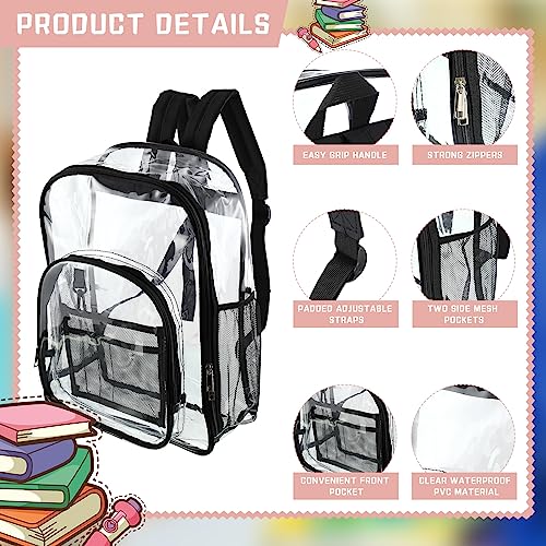 Image of 12 Pcs Clear Backpacks Bulk, Large Students School Bags, 17 inch, Multicolor
