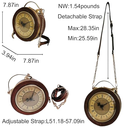 Image of Women PVC Clock Shaped Handbag Crossbody Shoulder Bag Clock Purse