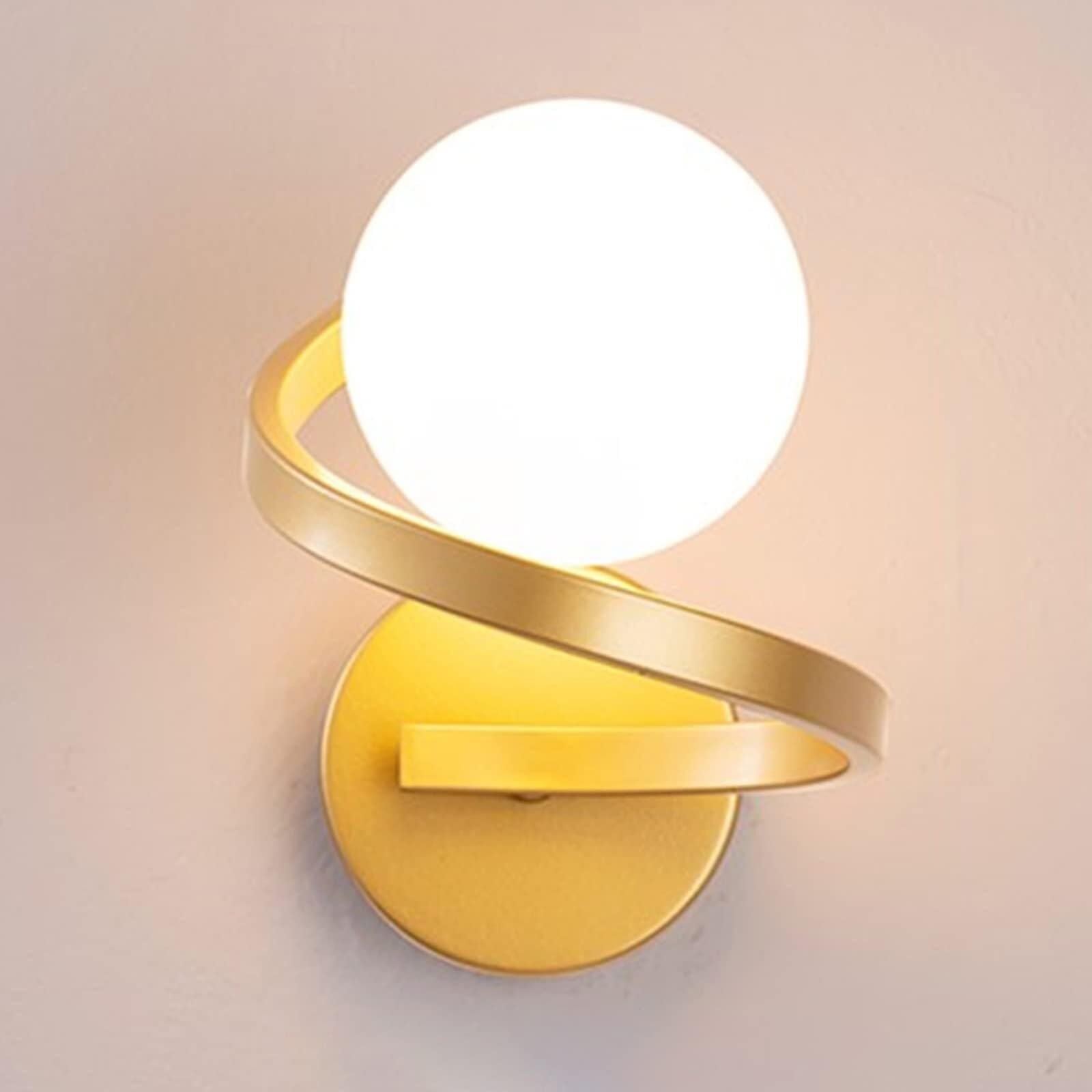 BJKYTMLM 7W LED Wall Lamps, Nordic Modern Wall Sconce for Bedroom Bedside Decor Indoor Glass Shade Metal Lighting,Gold(Gold)