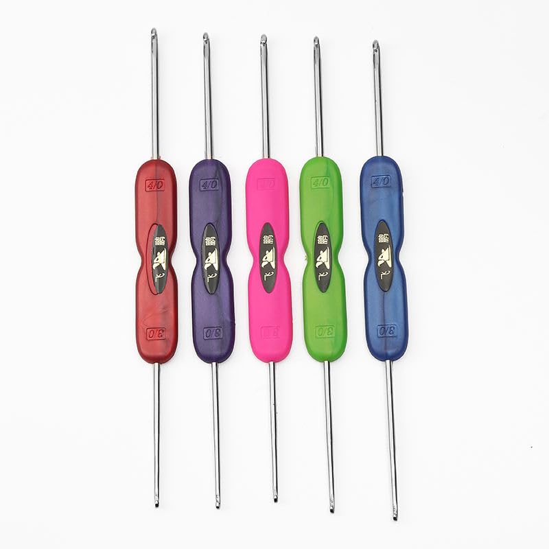 MR. DIY Crafts 3 Pcs, Aluminum Crochet Hook with Plastic Handle, Double Ended Knitting Needles, Multicolor (3, Multi Colour, 15.2x1.5 cm)-image-24