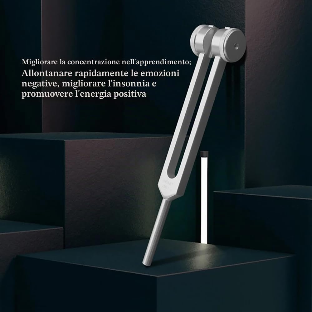 NEWFUN Diapason,Diapason Neurologico,Set di 10 pezzi con base + 2 martelli in silicone e panno per la pulizia, ideale per la terapia, per la terapia dei chakra, la terapia del suono, l'antistress