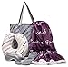 Chanasya 5-Piece Warm Hugs Positive Energy Healing Thoughts Comfort Caring Message Print Combo Gift Pack Throw Blanket, Neck Pillow, Eye Mask, Tote Bag, Socks - for Women Men Cancer Hospital Aubergine