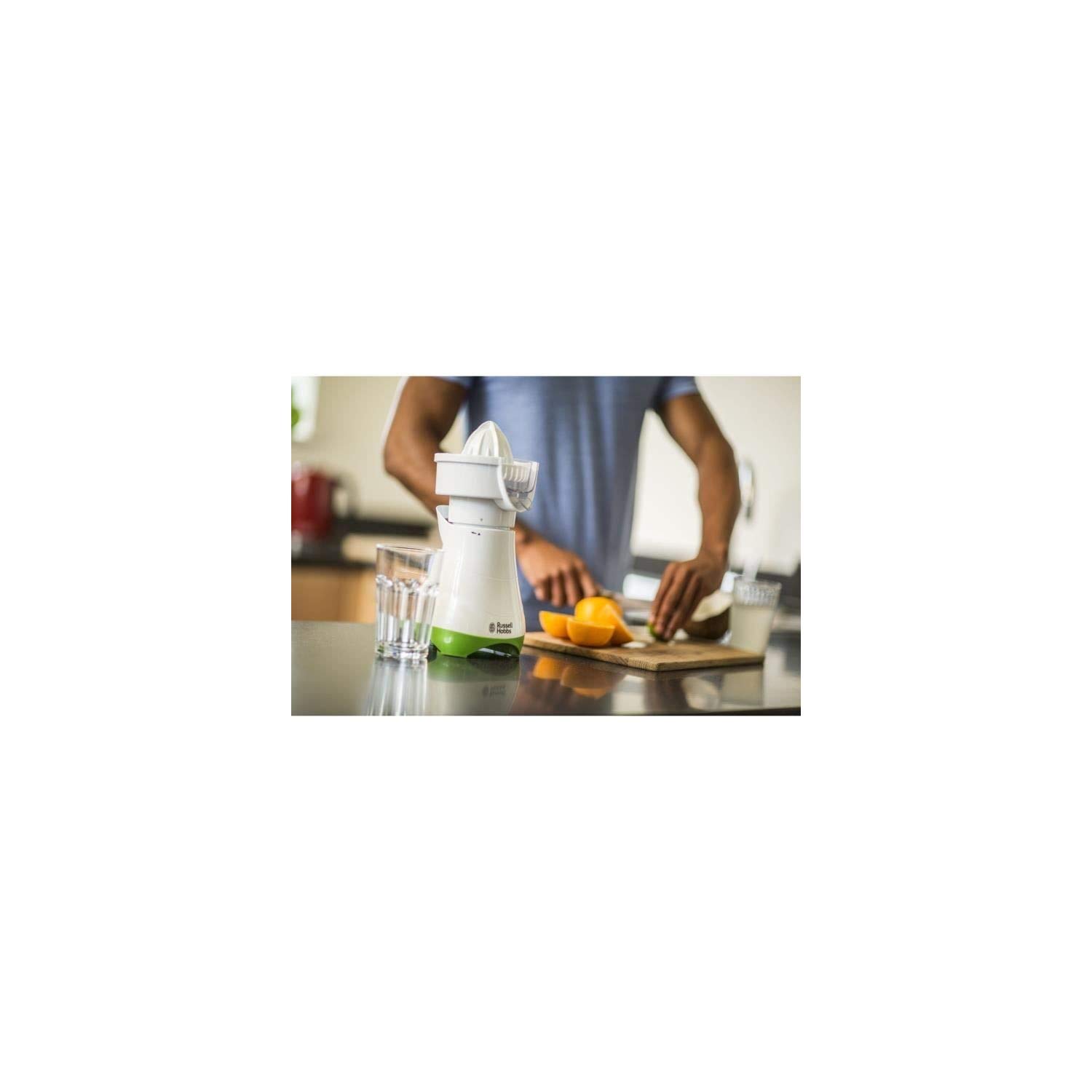 Russell Hobbs Mix & Go - Exprimidor y Batidora de Vaso Individual (300W, Batidora Smoothies, Sin BPA, Blanco y Verde, 1 Vaso de 600 ml, 1 Vaso de 400 ml) - ref. 21352-56