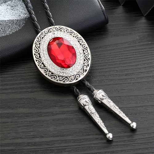 Image of Western Bolo Tie Cowboy Bolo Ties Rhinestone Necklace Bola Tie for Men Women