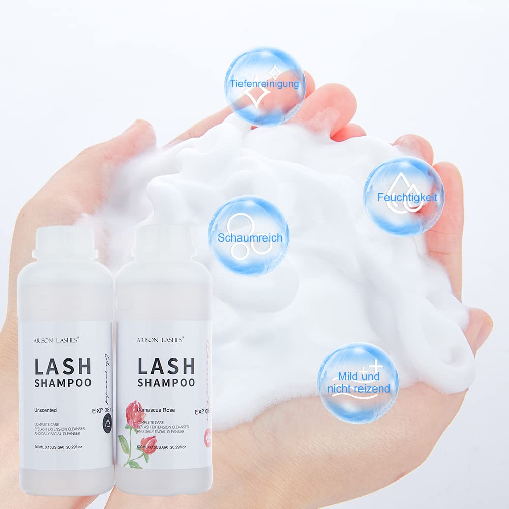 Shampoo, shampoo per ciglia per extension ciglia, detergente per ciglia, detergente per ciglia, 600 ml