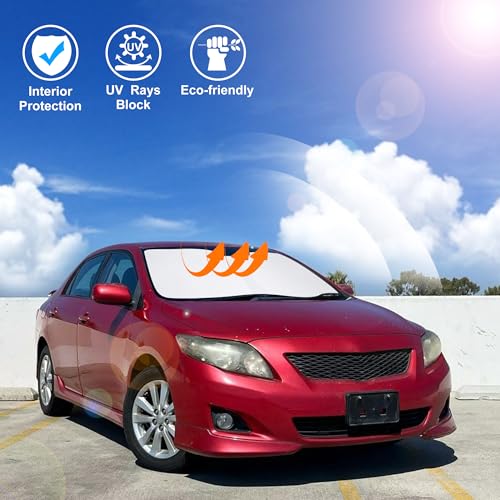 Image of Windshield Sun Shade Custom Fit for 2009 2010 2011 2012 2013 Toyota Corolla Accessories Foldable Sunshade Sun Blocker Protect Car from Sun Rays & Heat Damage Keep Car Cooler