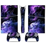 Skin Sticker for PS5 Slim Digital, Protective Vinyl Decal Game Accessories Cover for Console and Controller (Purple)