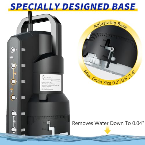 Image of LANCHEZ Sump Pump with 6 Modes, Clean /Dirty Submersible Water Pump, Automatic Thermoplastic Water Removal Transfer Pump with 16FT Cord for Pools Basement Garden Pond, Medium