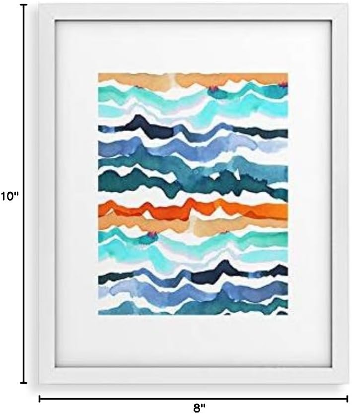 Deny Designs Cayenablanca Framed Art Print, White Modern (8" x 10"), Beach Waves