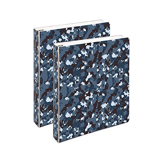 COMIX 2 Pack Letter Size, Heavy Duty Premium Designer 3 Round Ring Binder 1 Inch, (A2134) Back to School/Campus (Camouflage Marine Grey)