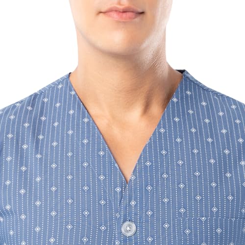 Image of Fruit of the Loom Men's Broadcloth Short Sleeve Top and Long Pants Pajama Set