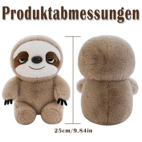 JcvPot Faultier Kuscheltier, Weiches Plüschtier Für Kinder Und Erwachsene, 25 cm Hellbraun, Beruhigendes Stressabbau-Tool, Geburtstage Und Feiertage