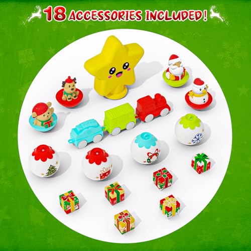 Image of My First Christmas Tree for Toddlers: Kids Christmas Tree Toy Set with DIY Train Set&Tracks,18 Colorful Decorations Sensory Developmental for Little One Xmas Birthday Gifts for Boys & Girls