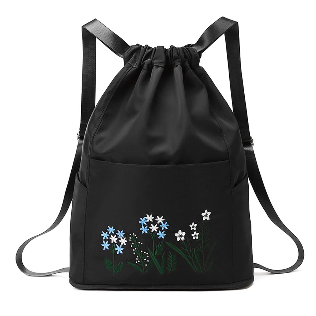 myheart Waterproof Drawstring Gym Backpack Embroidery Lightweight Oxford Shoulders Bag Travel Bag for Women (Grape Purple)-picture-3