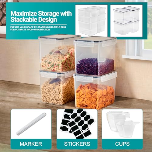 Sorbus Food Storage Containers - Pack of 6 - Air Tight, Four-Way Snap Lids Keeps Food Fresh - Store Cereal, Pasta, Flour, Nuts, Candy - Durable Plastic Kitchen Pantry Bins - Image 7