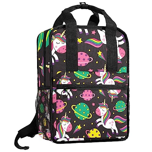 Sac à dos licorne multicolore rose noir 35.5x26x12 cm