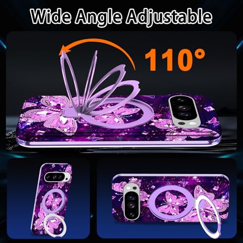 Shecaset for Google Pixel 10 Pro XL Case (2025),[Compatible with MagSafe][Glow in The Dark ] Magnetic Slim Shockproof Protective Women Girl for Google Pixel 10 Pro XL 6.8 inch,Purple - image 6