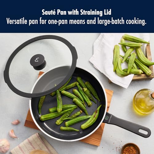 Image of HENCKELS x EMERIL Lagasse Nola 11-Inch Nonstick Saute Pan with Lid, PFAS-Free Aluminum Cookware, Made in Italy, Oven Safe Ceramic Nonstick Fry Pan