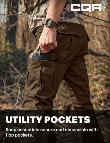 Image of CQR Men's Tactical Pants, Water Resistant Ripstop Cargo Pants, Lightweight EDC Work Hiking Pants, Outdoor Apparel