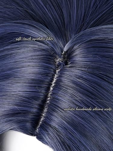 Image of Chitose Tsuzura Cosplay Wig Deep Blue and Purple Anime Game Wig for Men Navy Blue Layered Male Wigs with Bangs for Unisex Women Halloween Party