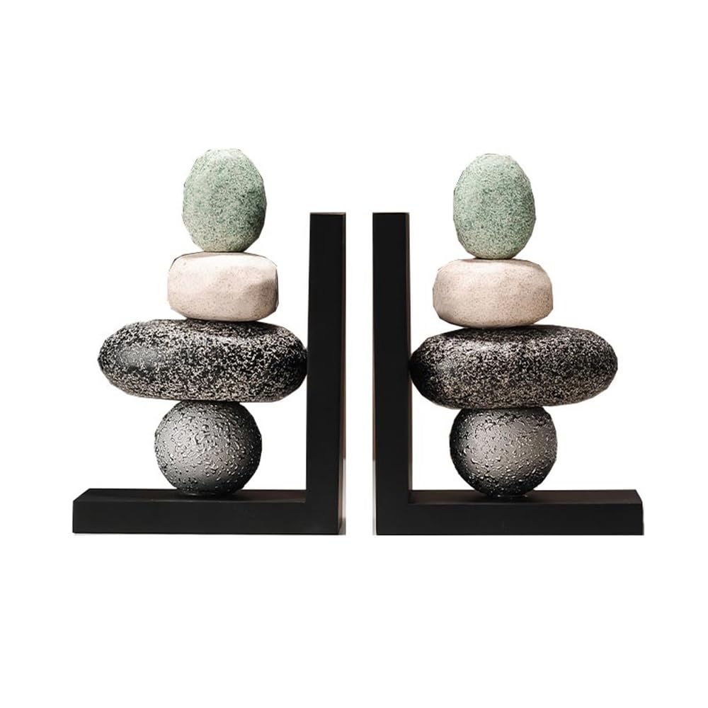 Book Organizer Heavy Duty Ceramic Book Ends, Stopper for Shelves, Unique Aesthetic Design Decorative Bookends Bookshelf Accessories