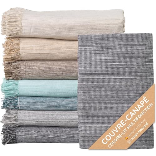 Couvre-lit multi-usages; Plaid Sofa, Plaid Foulard, Couvre-canapé, Foulard pour canapés en coton et autres fibres. Fabriqué en Espagne. Housses de canapé...