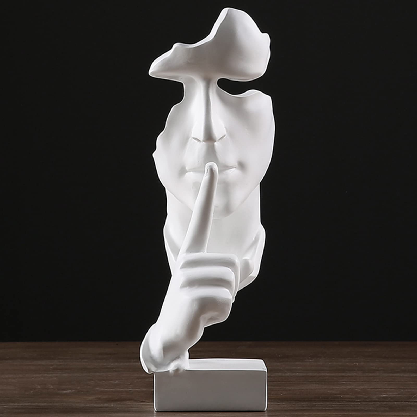 KILCVEM Estatua de la Figura del Pensador de El Silencio es Oro - Figuras Decorativas Modernas Salon - Estatuilla Hombres Arte Abstracto de Resina - Regalo de Adornos Creativa, Blanco