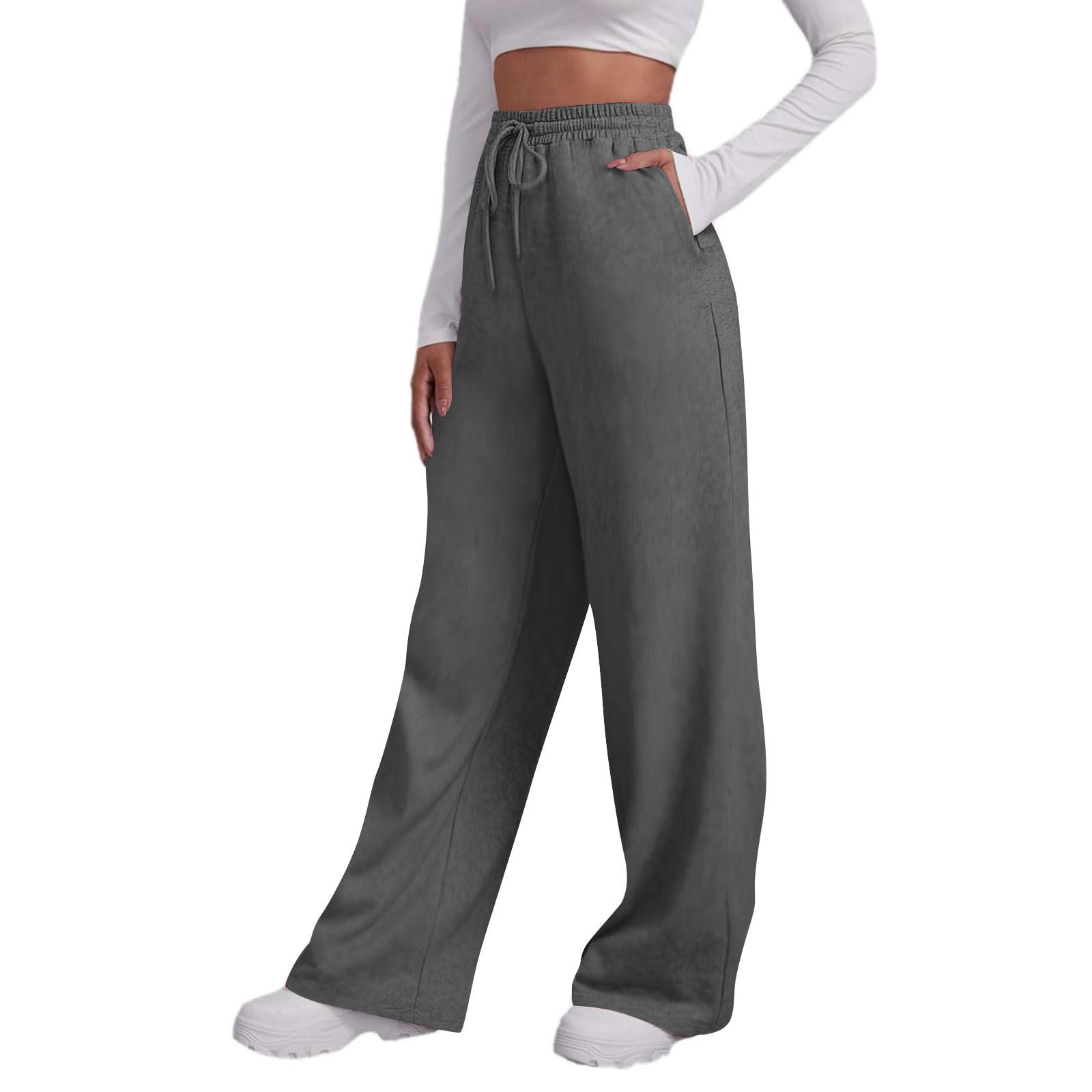 Yourumao Sweatpants Womens Joggers Plus Size Baggy Wide Leg Jogging Bottoms Lounge Trousers Casual Tracksuit Bottoms Running Sport Pants Dark Gray 4XL