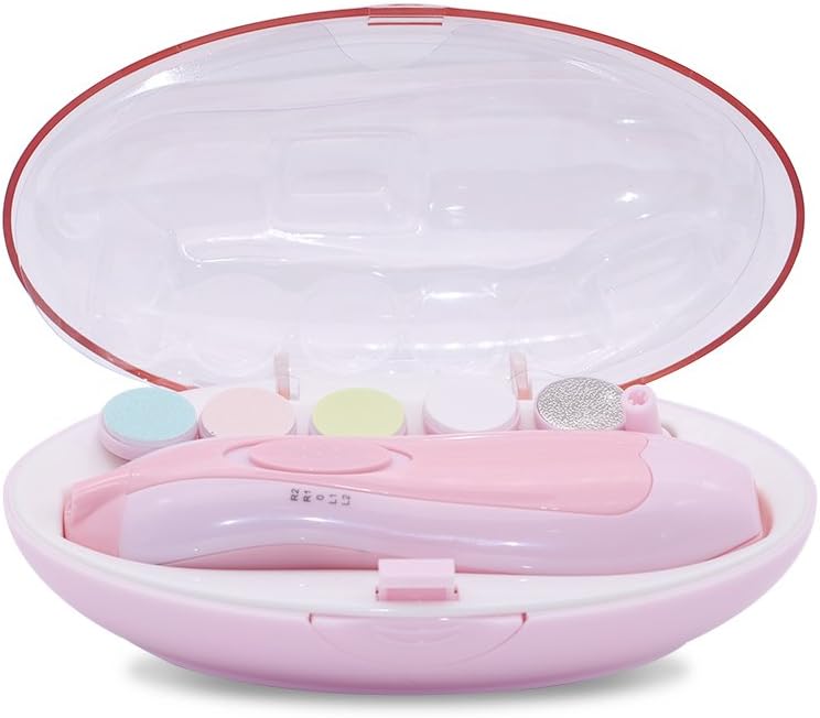 Limerenc Baby Nail Trimmer,Electric Baby Nail Clippers with Light,Fingernails Care Polishing and Trim Grooming Kit Safe for Infant Toddler Kids,AA Battery Operated (Not Included) …