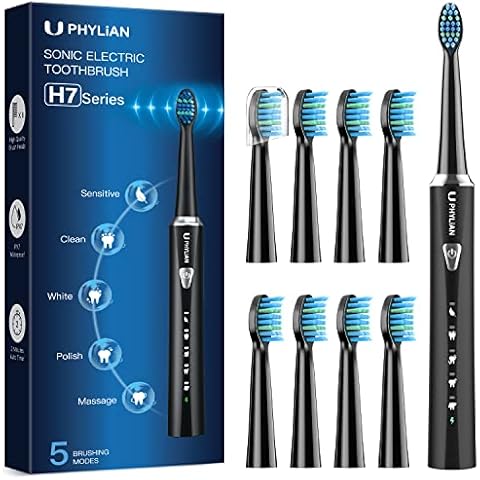 Cepillo de Dientes Eléctrico Sónico PHYLIAN con 8 Cabezales y 5 Modos Cover