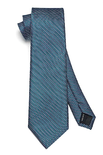 Image of HISDERN Mens Ties Plaid Tie and Pocket Square Set Classic Woven Formal Checkered Neckties & Handkerchief Wedding Party