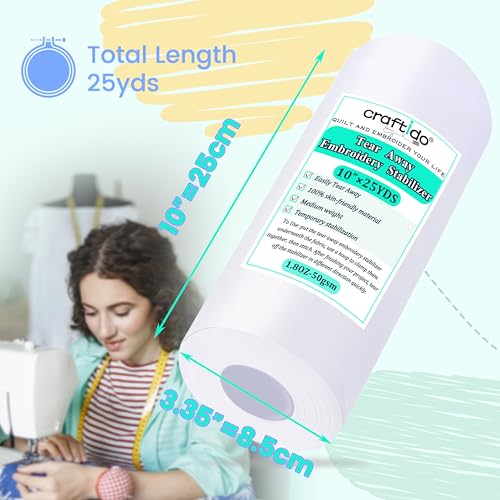 Craftido Tear Away Embroidery Stabilizer Backing 10