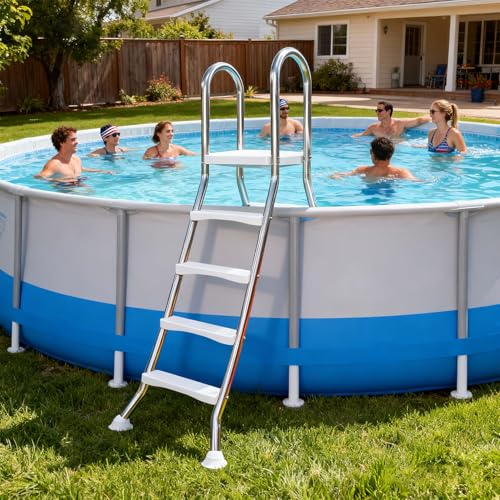 Escalera para piscina elevada acero inoxidable 4 pasos miniatura 2