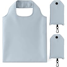 2 Pack Foldable Shopping Bag, Reusable Grocery Tote Bag, Gray