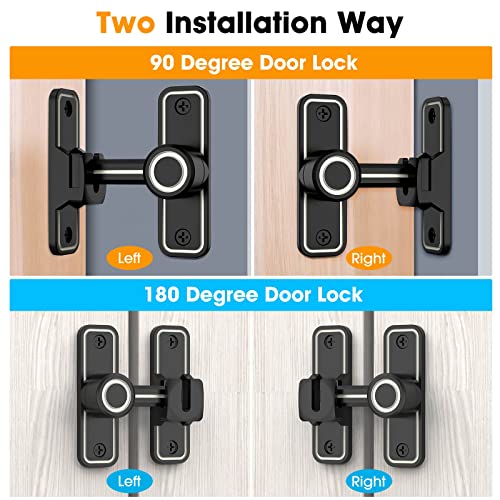Sliding Barn Door Lock Hardware, 90 Degree Locks for Barn Doors Flip Gate Latches for Barn Garden, Bathroom, Outdoor, Garage - Image 3