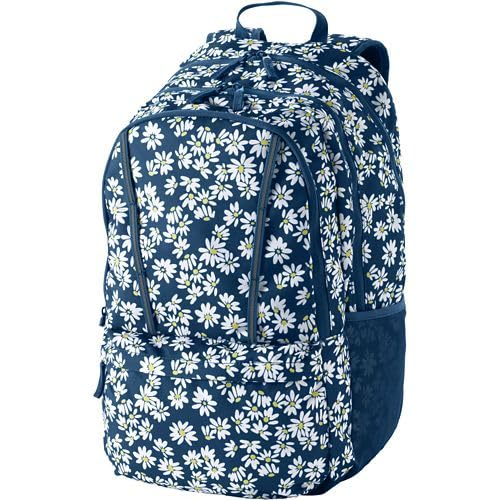 Lands' End Kids' ClassMate Backpack Evening Blue Daisies Large