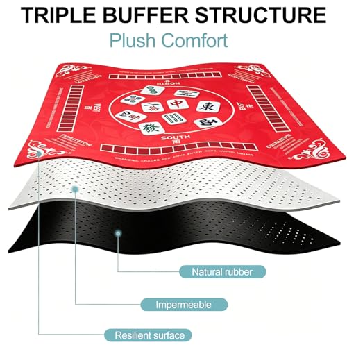 Tapete para Mahjong 32.4''x32.4'' con Bolsa, Antideslizante miniatura 3