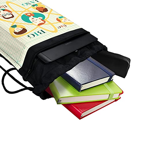 LOGOVISION Big Bang Theory Retro Art Drawstring Backpack Sports Bag Sackpack 17" x 13", Perfect for Gym, Yoga or Practice4