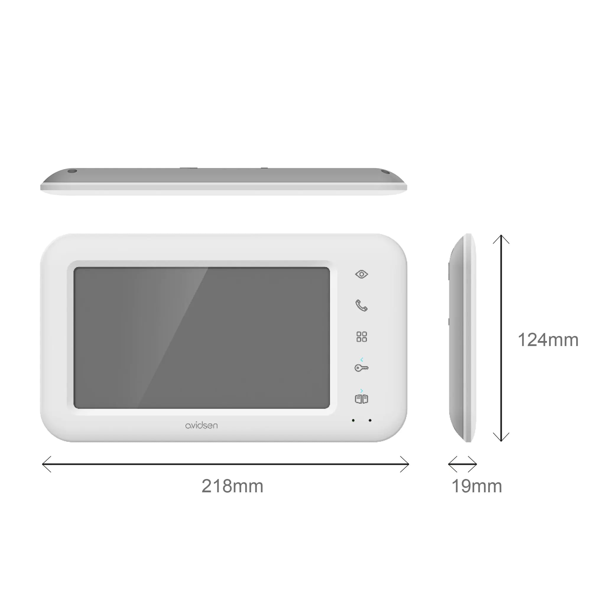 Avidsen Écran Supplémentaire Élia 2 Families, Moniteur 7" pour Visiophone Filaire Deux Foyers, Contrôle Indépendant Portail, Polarity Protect