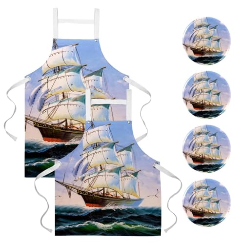Tablier de cuisine lot de 2 pour restaurant bistrot bar et travail de service multicolore