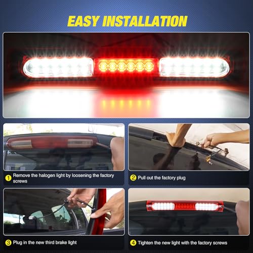 Image of Nilight Third Brake Light for Ford F150 1997-2003 F-150 Heritage 2004, Red