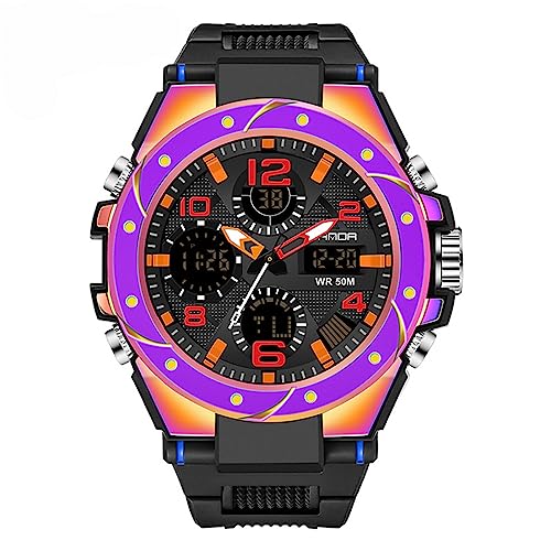 Montre tactique homme violette pour lire l'heure facilement au travail et sous la pluie