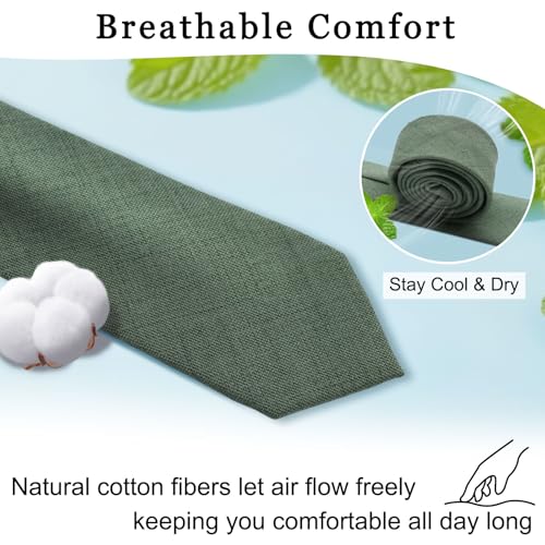 Image of Cotton Ties for Men Solid Color Skinny Tie Mens Necktie for Wedding Graduation Formal Dinner