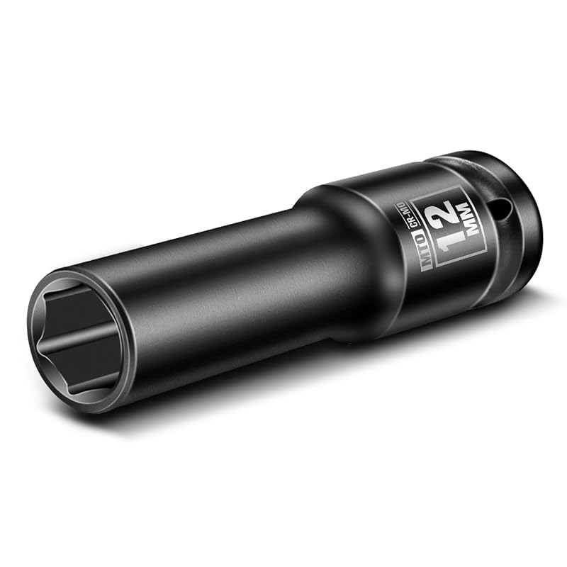 Soquete de Impacto Profundo MTO 12 mm, Encaixe Quadrado de 12,7 mm (1/2 pol.), 6 Pontos, Aço CR-MO, MTO-12MM, 1 unidade