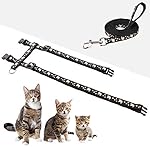 Cat Harness and Leash Set Gold Moons Stars Soft Nylon Escape Proof Adjustable for Kittens Small Animals Glow in The Dark (Black) - Image 3
